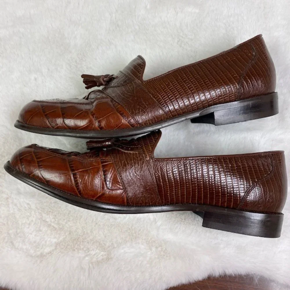 Stacy Adams Genuine Snake Skin & Leather Loafers, size‎ 10.5